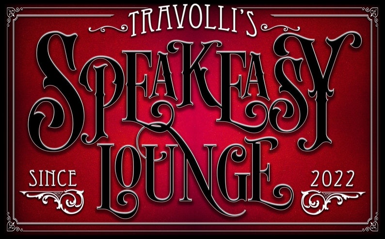 Speakeasy Sign, Whiskey Bar, Lounge Bar Sign, 1920s Speakeasy Lounge Sign,Bar Wall Decor,Large Bar Wall Art,Bar Sign,Bar Art,Bourbon Bar Sign

Red Speakeasy Sign with black letters with family name and the words Speakeasy Lounge with an est. date.