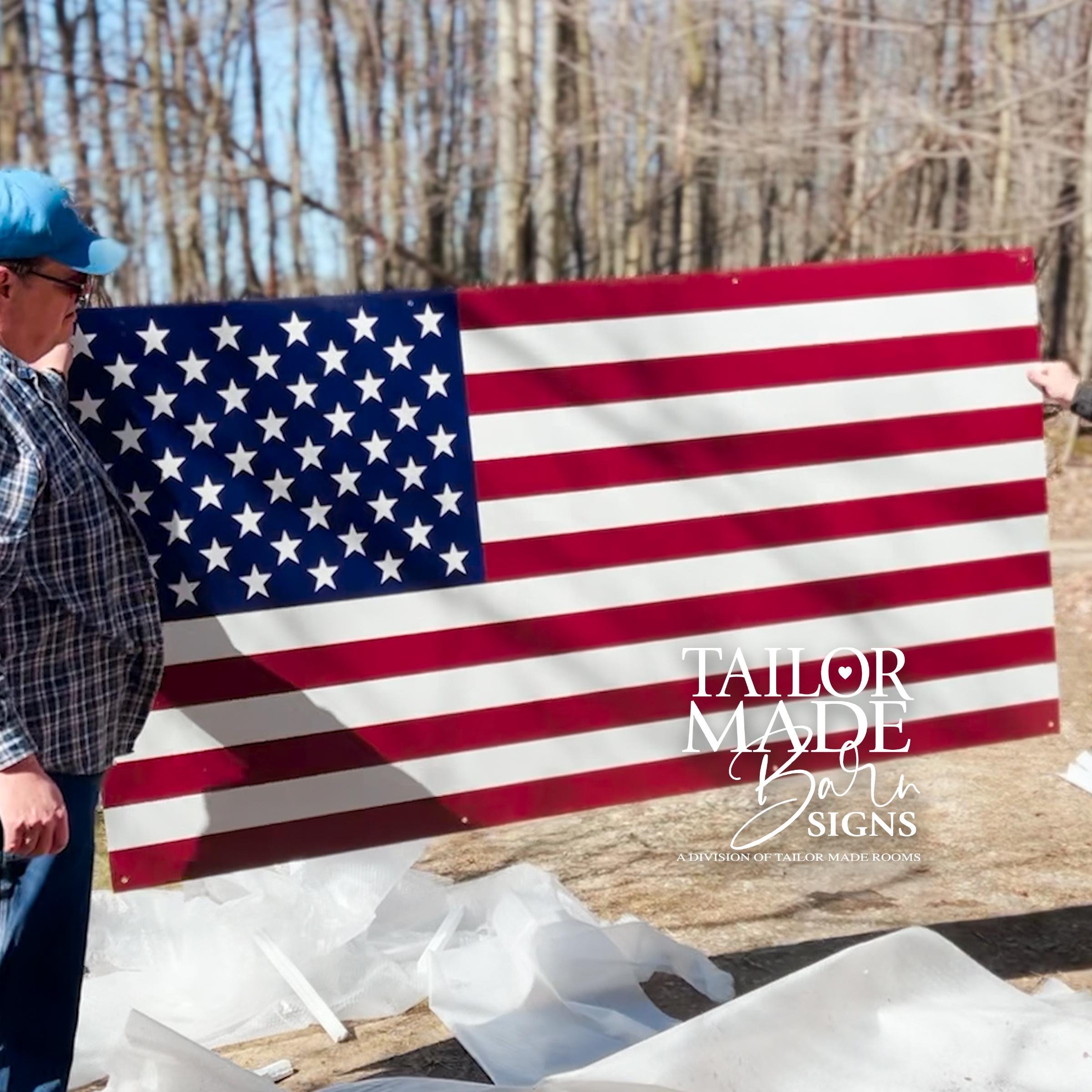American Flag, Metal Flags, Patriotic Decor, 4th of July Signs, Large Metal Flag, Besty Ross Flag, Metal USA Flag, Veteran Gift, Barn Signs