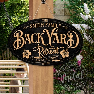 Backyard Sign, Patio Signs, Deck Signs, Pool Signs, Porch Decor, Entry Way Decor, Back Porch Decor, Outdoor Signs, Metal Patio Decor