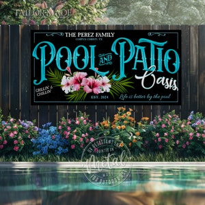 Enseigne de piscine et terrasse, enseigne de piscine personnalisée, enseigne de piscine personnalisée, décoration de terrasse, décoration de piscine, décoration de piscine, décoration de terrasse, cadeau de pendaison de crémaillère