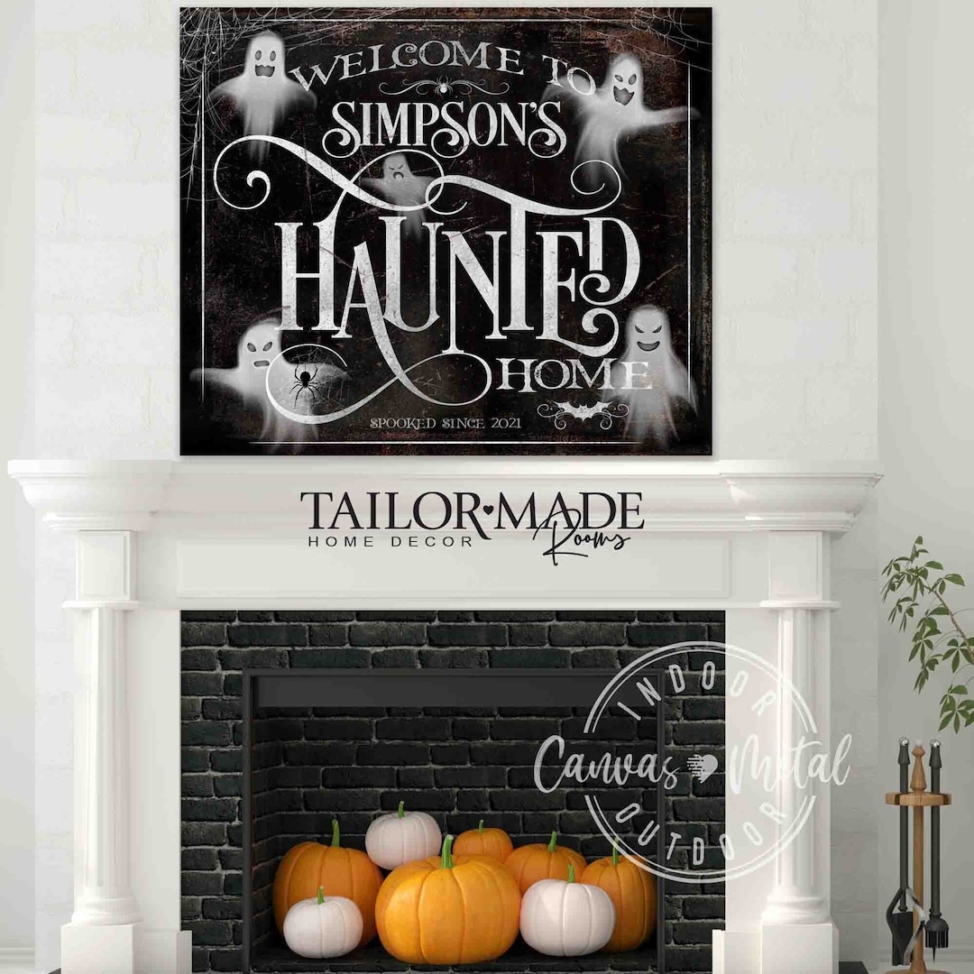 Halloween Wall Decor Sign, Ghost Sign, Haunted, Gothic Halloween Sign ...