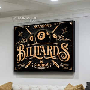 Billiards Room Decor, Billiards Sign, Personalized Billiards Sign Modern Farmhouse Wall Decor Pool Table Sign, Man Cave, Basement Decor