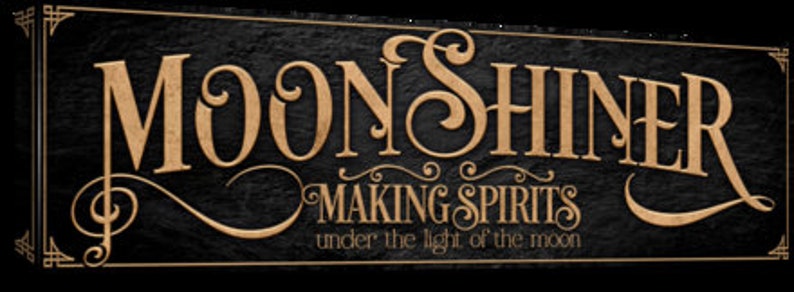 Whiskey Signs, Speakeasy Sign,Bar Wall Decor,Whiskey Art,Moonshine Wall Art,Bourbon Signs,Moonshine,Bar Wall Decor,Bar Art, Prohibition Sign

Bar sign Moonshiner on black background with wood words that say Moonshiner, making spirits.