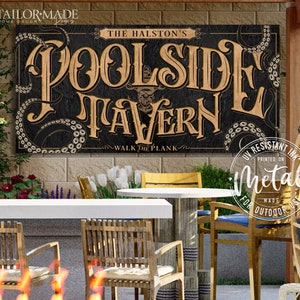 Enseignes personnalisées pour piscine et terrasse, enseignes pour piscine et terrasse personnalisées, enseignes pour terrasse, enseigne pour bar et grill dans l'arrière-cour, enseigne pour bar et grill Kraken