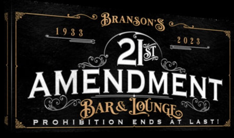 Speakeasy Sign,Lounge Bar Sign,Prohibition,Bar Wall Decor,Large Bar Wall Art,Bar Sign,Bar Art,Bourbon Bar Sign,21st Amendment Sign, 20's art

(Family Name) 21st Amendment Bar & Lounge written in white text on black faux stone background