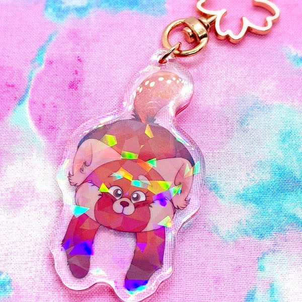 2.5" Turning Red--Meilin Lee Panda Keychain, Holographic