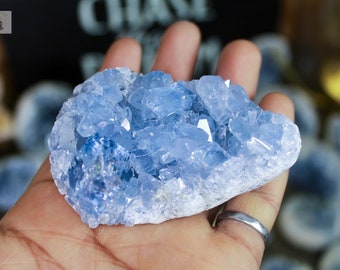 Raw Celestine Geode, Celestite Crystal, Natural Rough Celestite, Healing Stones for Well-Being Home Decor Meditation