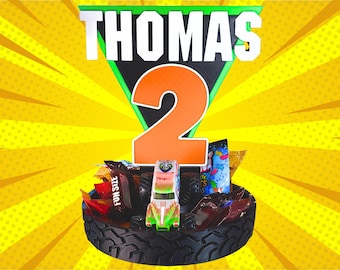 Centres de table Monster Truck personnalisés pour fête d'anniversaire d'enfants