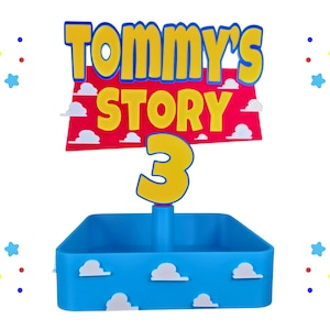 Personalized centerpiece cake topper toy theme with basket for kids toy party
