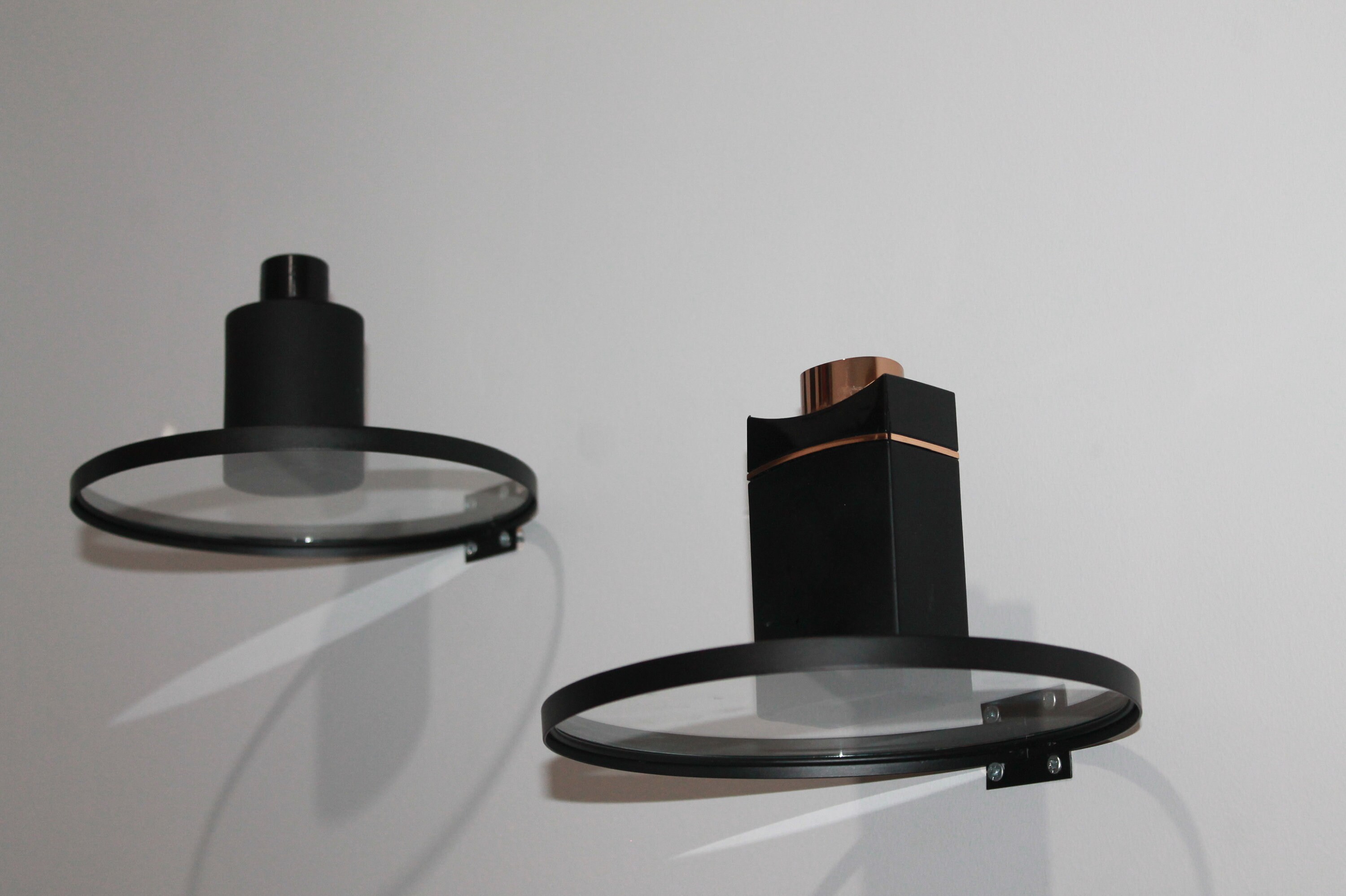 Black Floating Round Glass Shelf Wall Hanging Wall Mountable Etsy