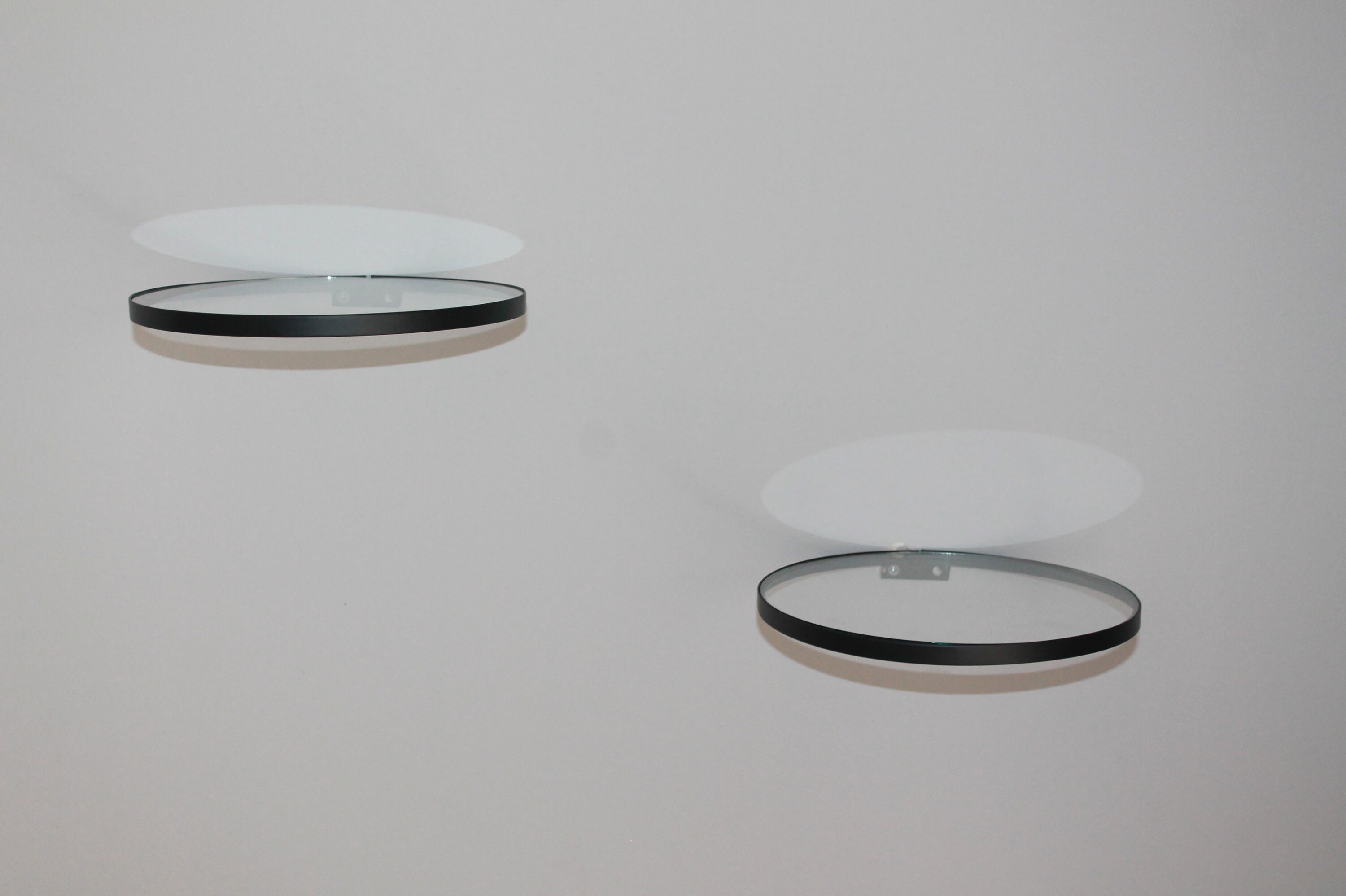 Black Floating Round Glass Shelf Wall Hanging Wall Mountable Etsy