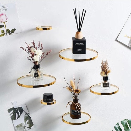 Floating Shelf Round Glass Wall Shelves Wall Hanging Decor Etsy UK