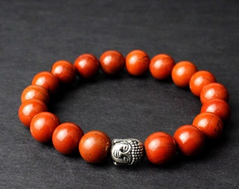 Red Jasper Beaded Bracelet: Genuine Crystal Healing, Unisex Design