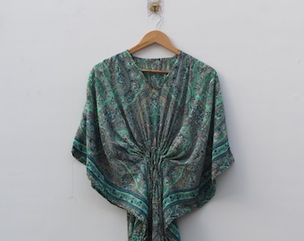 Silk Blend Kaftan / Handmade Polyester mix Silk Caftan Long Maxi Dress