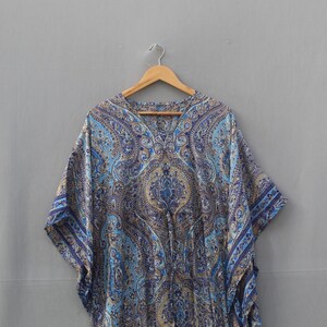 Lightweight Kasturi silk polyester kaftan maxi dress for beach wear