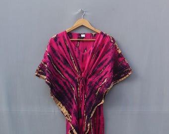 Handmade Tie-Dye Cotton Kaftan: African Beach Dress, Plus Size Summer Comfort