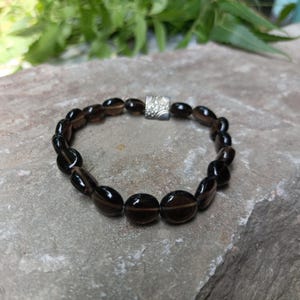 Smoky Quartz Bracelet Natural Smoky Quartz Crystals for Positive Energy Bracelet Smoky Quartz Beaded Bracelet Real Gray Gemstone Jewelry