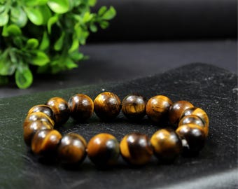 Pulsera de ojo de tigre AAA: Piedra preciosa natural, confianza y motivación.
