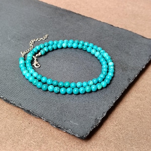 AAA+ Grade Genuine Turquoise 6 mm Smooth beads Round Beads Turquoise beaded Necklace or Loose Strand Christmas Gift for Girlfriend