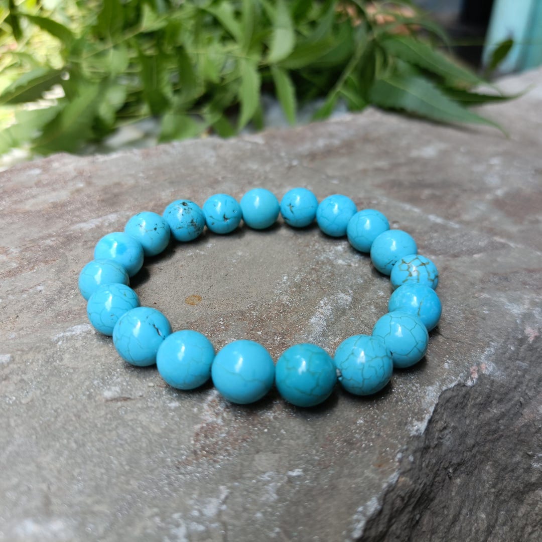 Stabilizing Turquoise Stabilized Turquoise Stone Bracelet: Hand-strung Crystal Protection - Etsy