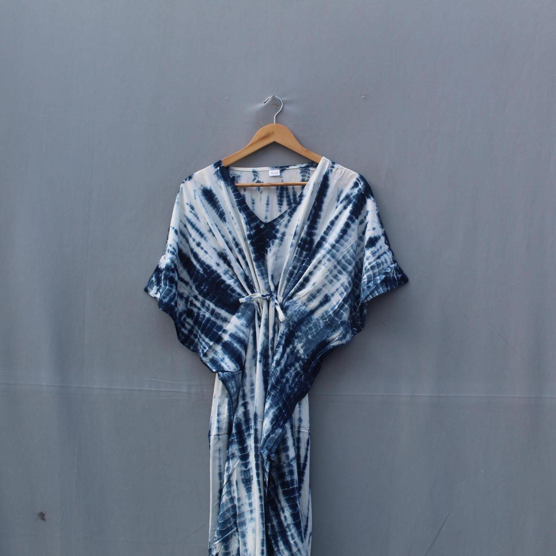 Indigo Blue and White Shibori Tie Dye Caftan Dress - Etsy