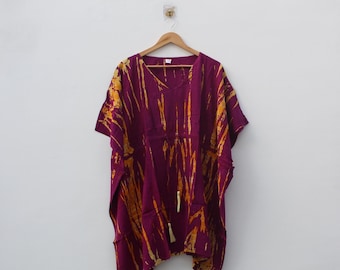 Abito caftano tie-dye fatto a mano, stile boho, taglie forti, abito lungo estivo