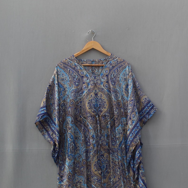 Handmade Indian kaftan with flowy silhouette and soft texture