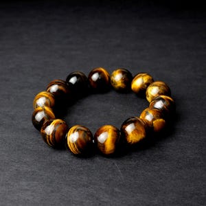 Pulsera de ojo de tigre AAA genuina, ojo de tigre marrón amarillo natural, curación con cristales, protección, fuerza de voluntad, confianza, motivación, enfoque en los objetivos