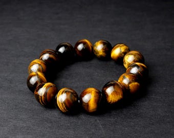 Pulsera AAA de ojo de tigre: Cristal natural amarillo y marrón para sanación