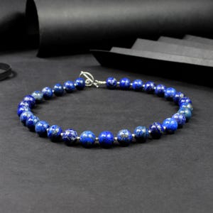 Natural Blue Lapis Lazuli Necklace Choker Genuine Blue Crystal Stone Lapis Pendant Beaded Jewelry for Men Bead Prayer Necklaces 12mm