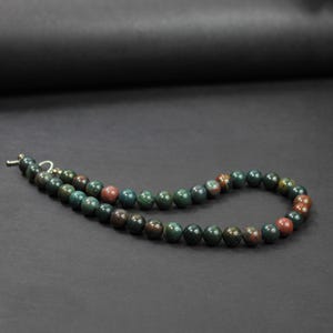 Natural Dragon Bloodstone Round Beaded Choker Necklace, Blood Stone Choker For Women, Blood Stone Bead Necklace, Gift For Her, 10 mm Beads