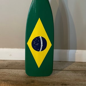 Brazilian Flag Wood Canoe Paddle