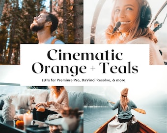 Paquete de 5 LUT CINEMATIC naranja y verde azulado para gradación de color de vídeo y fotografía/luts de vídeo para Final Cut, Premiere Pro, Filmora, DaVinci Resolve