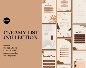 Creamy List Canva Templates | Instagram Posts & Stories (Digital)