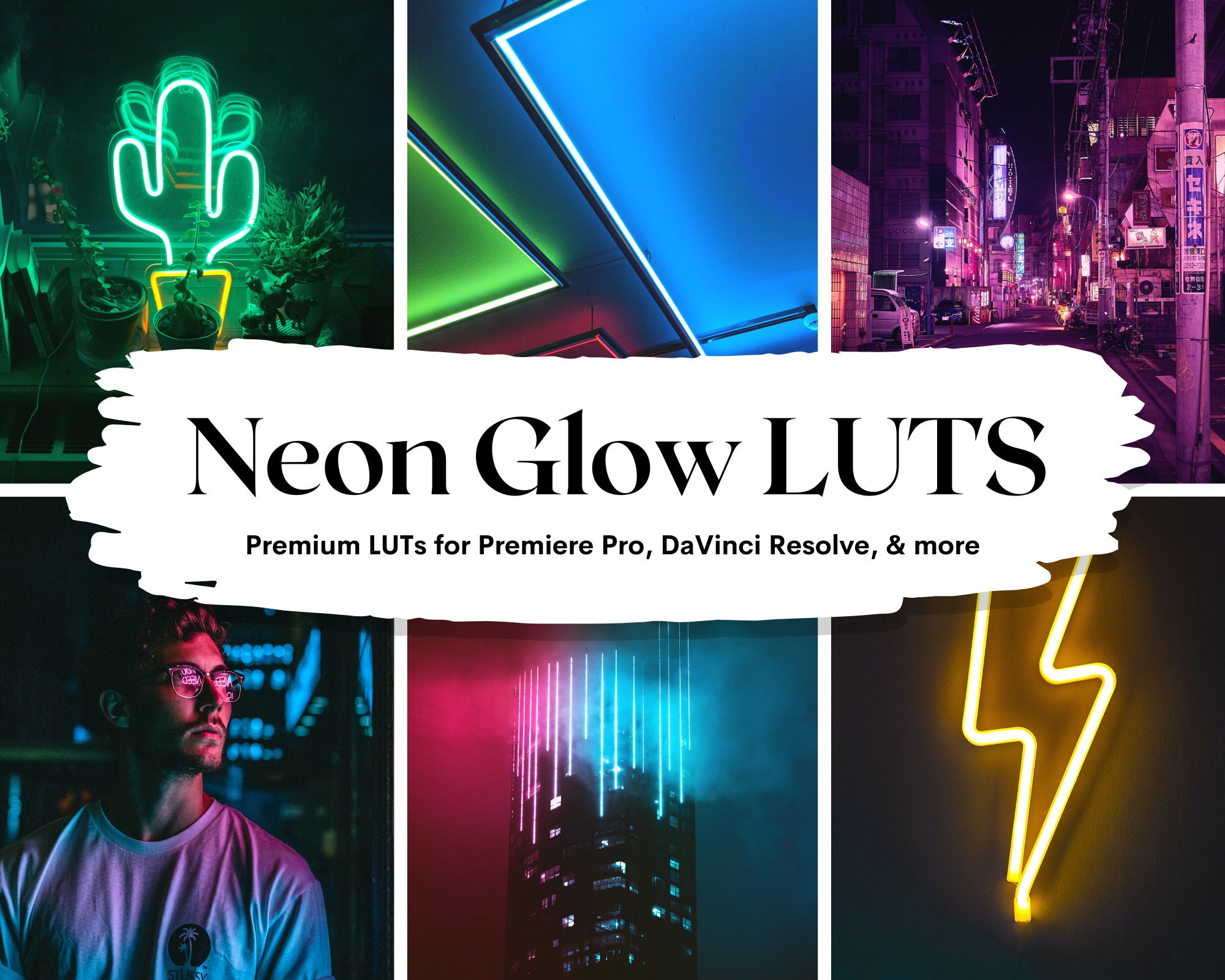 22 Neon Glow LUTs Pack for Video and color grading | Video luts for Final Cut Pro, Premiere, Filmora, DaVinci Resolve, LUTs presets