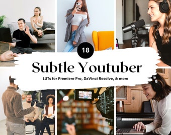 18 Subtle Youtuber LUTs | Video Color Grading Presets (PDF Instructions)