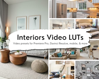5 Interiors Real-Estate LUTs Pack für Video und Color Grading | Videodateien für Final Cut, Premiere Pro, Filmora, DaVinci Resolve, Presets