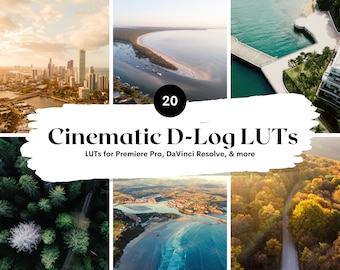 20 D-Log LUTs Pack für DJI Video | Videodateien für Final Cut, Premiere Pro, Filmora, DaVinci Resolve, Custom LUTs, D-Log Format