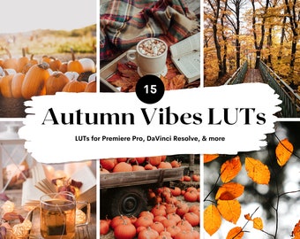 LUTs Autumn Vibes / 15 filtros de vídeo para Premiere Pro y DaVinci Resolve (instrucciones en PDF)