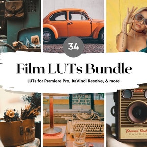 34 Film LUTs Bundle for Video and color grading | Video luts for Final Cut, Premiere Pro, Filmora, DaVinci Resolve, LUTs presets