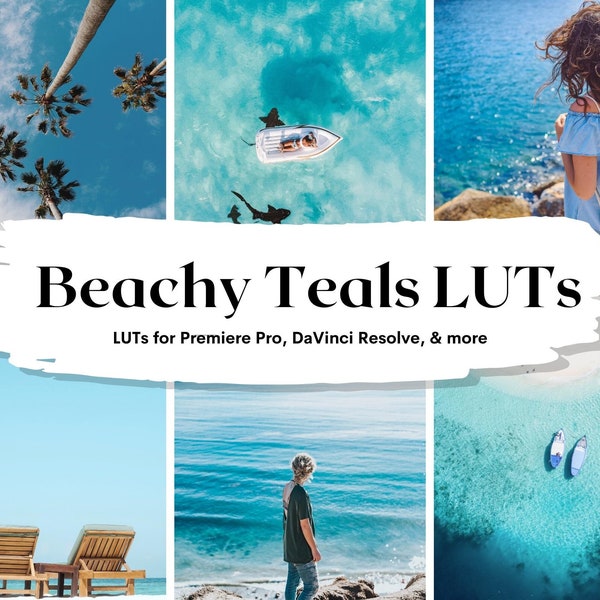 5 Beachy Teals LUTs Pack for Video and color grading | Video luts for Final Cut, Premiere Pro, Filmora, DaVinci Resolve, LUTs presets