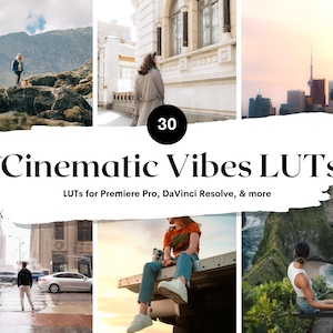 30 Cinematic Vibes LUTS for Video and color grading | Video luts for Final Cut, Premiere Pro, Filmora, DaVinci Resolve, VN app - Top Seller