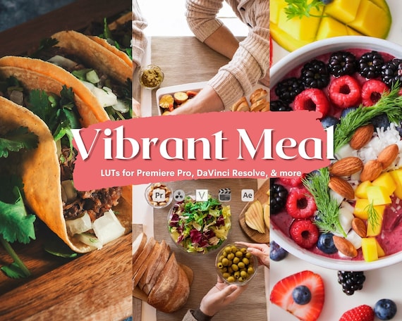 10 Vibrant Meal LUTs Pack for Video and color grading | Video luts for Final Cut, Premiere Pro, Filmora, DaVinci Resolve, LUTs presets