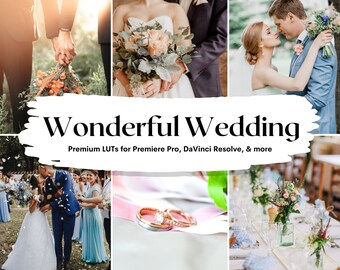 Paquete de LUT para bodas: Ajustes preestablecidos de vídeo y gradación de color (25 archivos .cube)