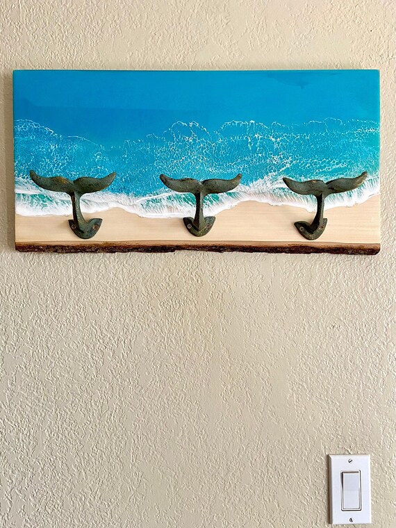 Beach Towel Rack Coat Rack Ocean Wave Coat Rack Ocean Resin Art Whale Coat Rack Towel Rack Anniversary Mothers Day Ocean Wave Beach Etsy