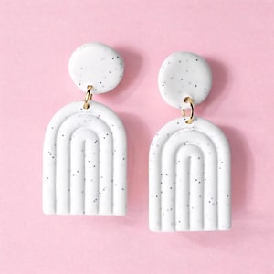 Rainbow polymer clay earrings in pastel colors - Handmade statement earrings, lightweight boho earrings, gift idea for women