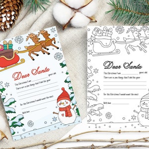 Weihnachtspostkarte, Brief an den Weihnachtsmann, Kinderbrief, Colorable PDF, Bestes Geschenk, Außergewöhnlich, Origial.