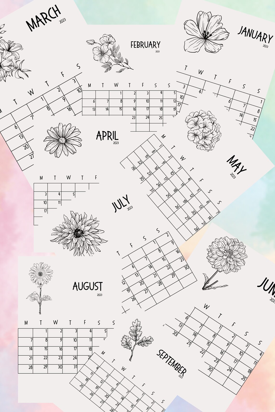 2023 Calendar Printable A4, Letter Portrait Printable Calendar 2023 Mon
