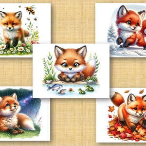 Set of 5 Fox Birthday Cards, DIN A6 Postcard, Baby, Birth Card, Birthday, Children's Birthday, Birthday Invitation (Set 1)