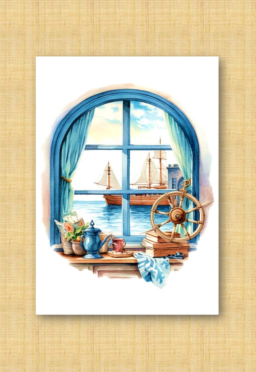 Maritime Postcard, Greeting Card, A6 400g, Anchor, Lighthouse, Holiday ...